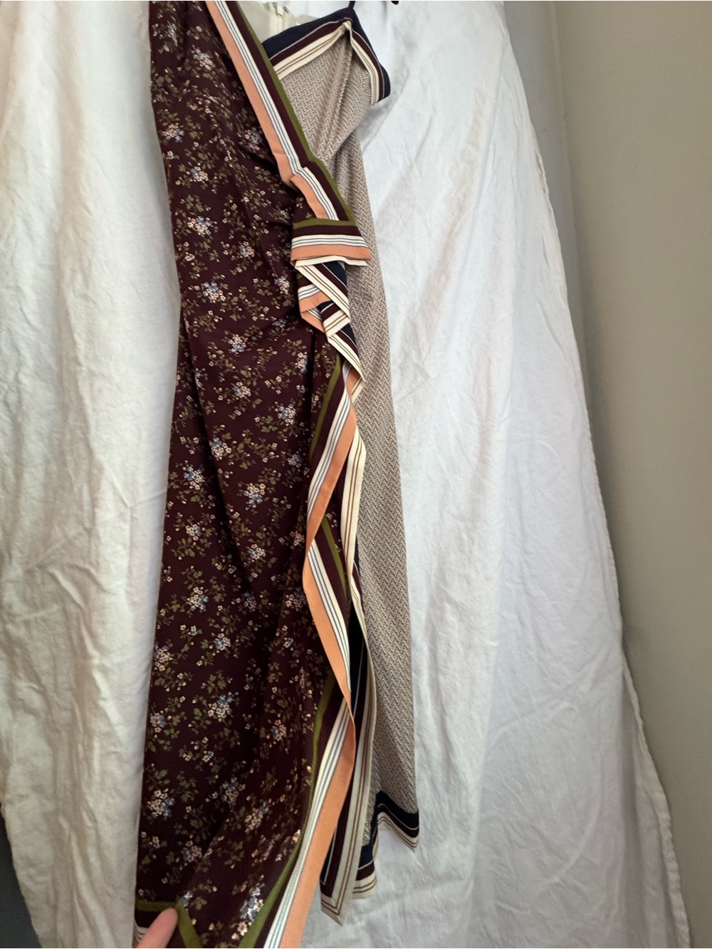 Veronica Beard Mixed-Print Slip Midi Dress in Brown, Olive & Cream - Picture 12 of 16